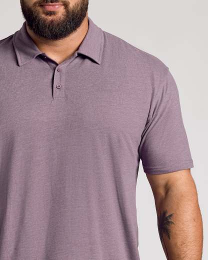 Dark Heather Amethyst Short Sleeve Polo-VibeCloset