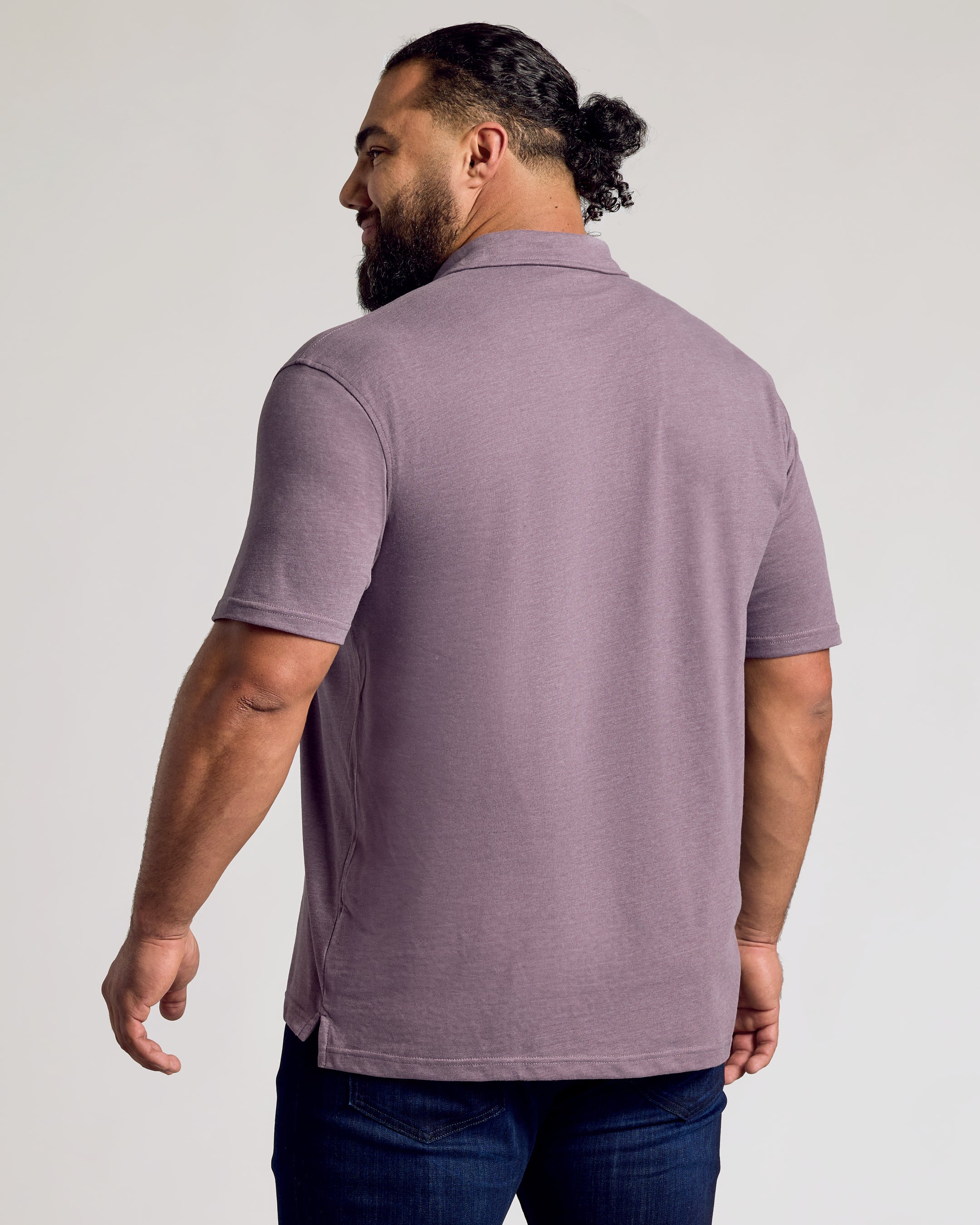 Dark Heather Amethyst Short Sleeve Polo-VibeCloset