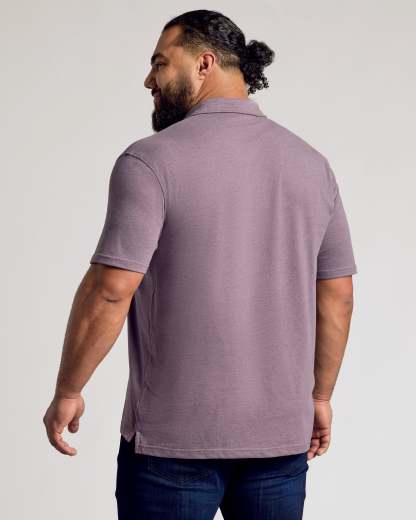 Dark Heather Amethyst Short Sleeve Polo-VibeCloset