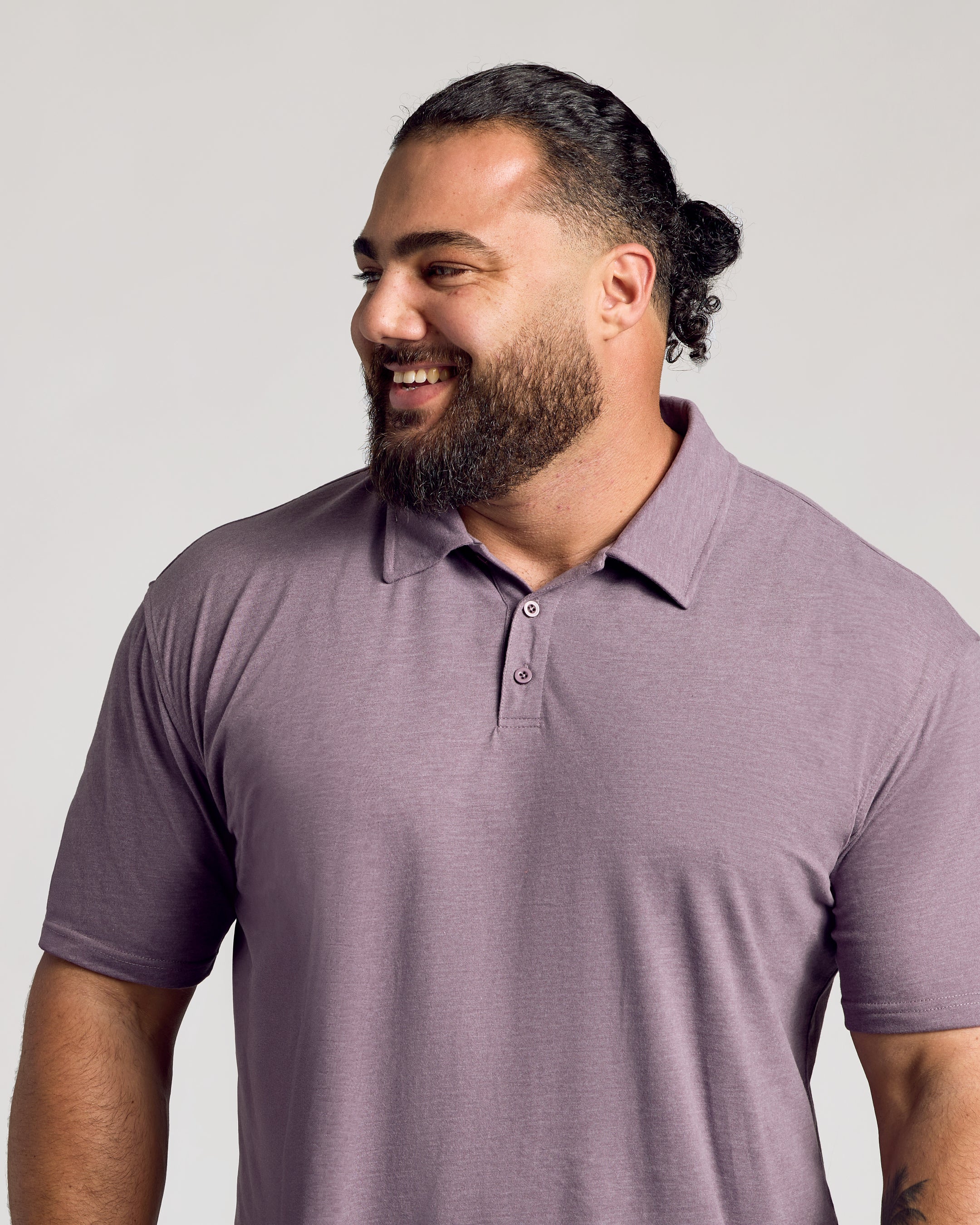 Dark Heather Amethyst Short Sleeve Polo-VibeCloset