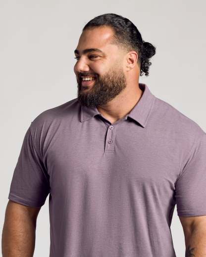 Dark Heather Amethyst Short Sleeve Polo-VibeCloset