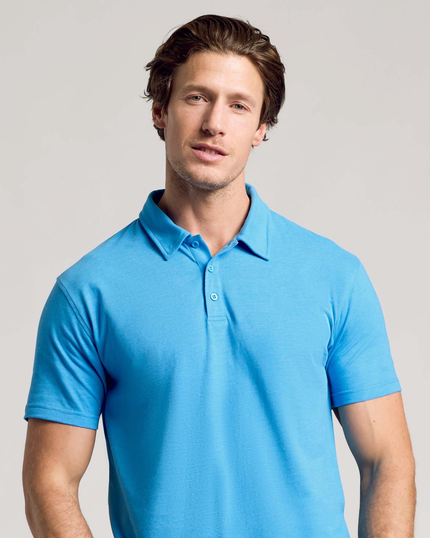 Dark Heather Bahama Blue Short Sleeve Polo-VibeCloset