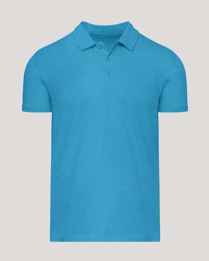 Dark Heather Bahama Blue Short Sleeve Polo-VibeCloset