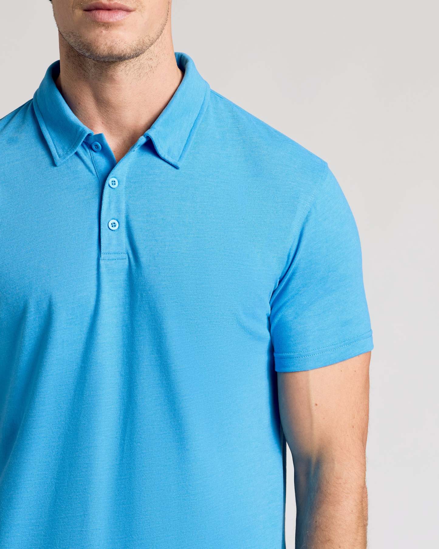 Dark Heather Bahama Blue Short Sleeve Polo-VibeCloset