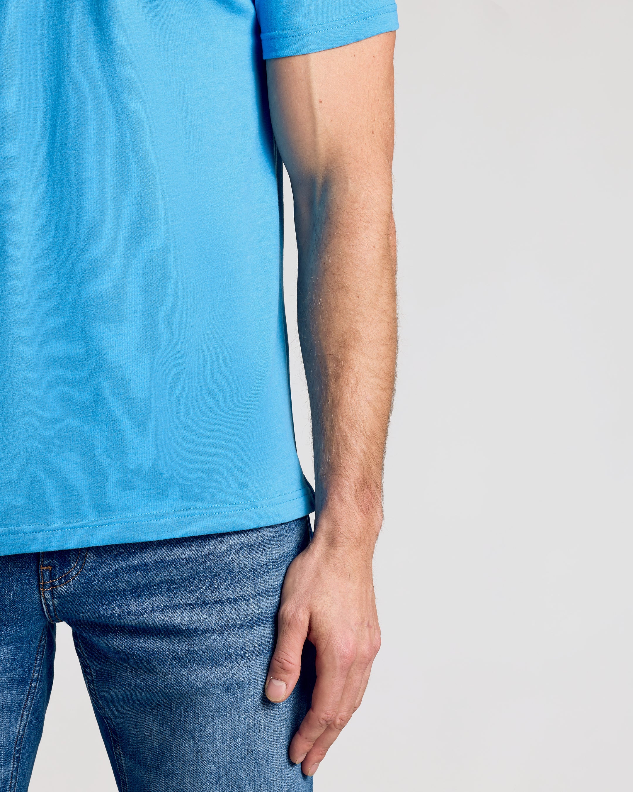 Dark Heather Bahama Blue Short Sleeve Polo-VibeCloset