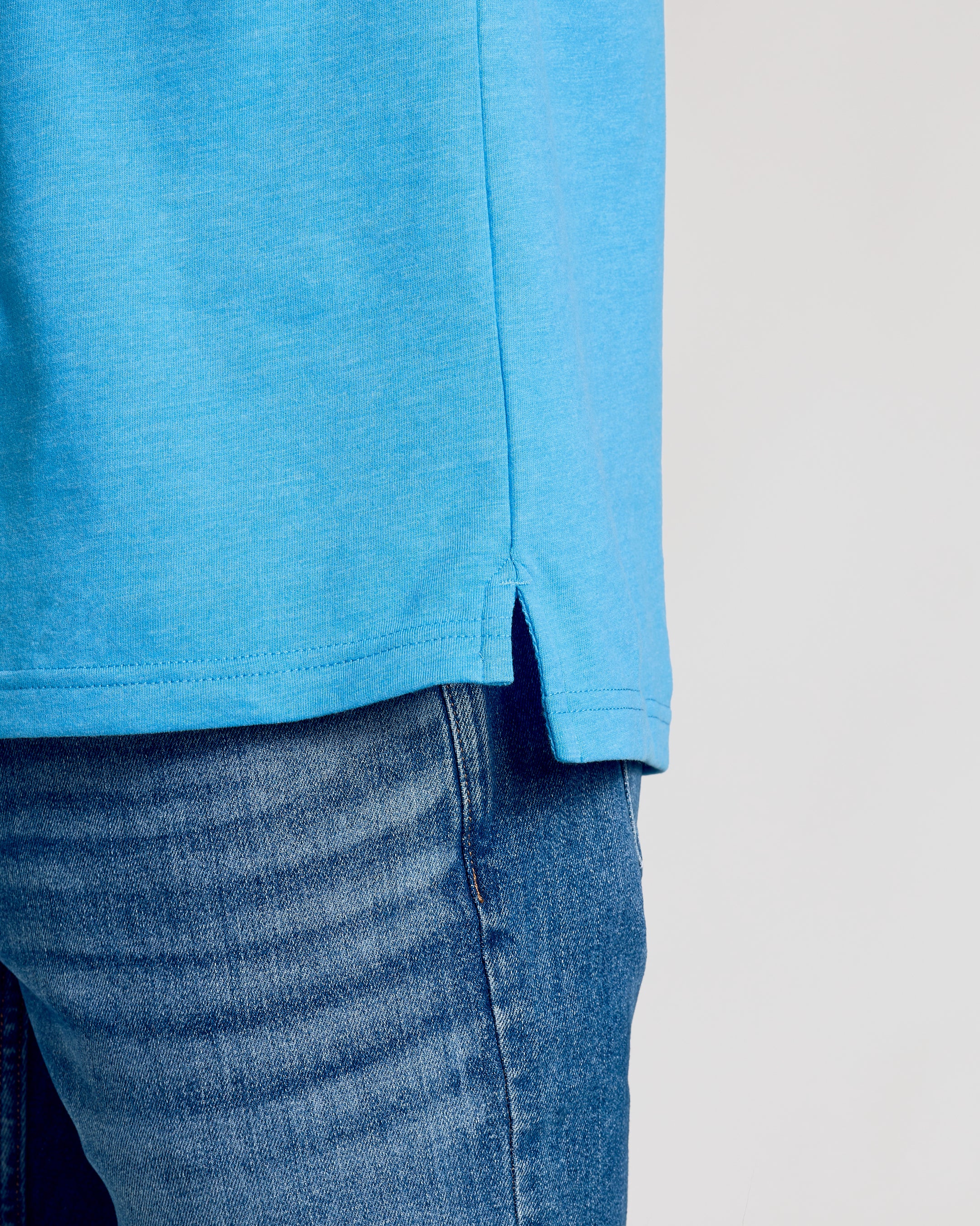 Dark Heather Bahama Blue Short Sleeve Polo-VibeCloset