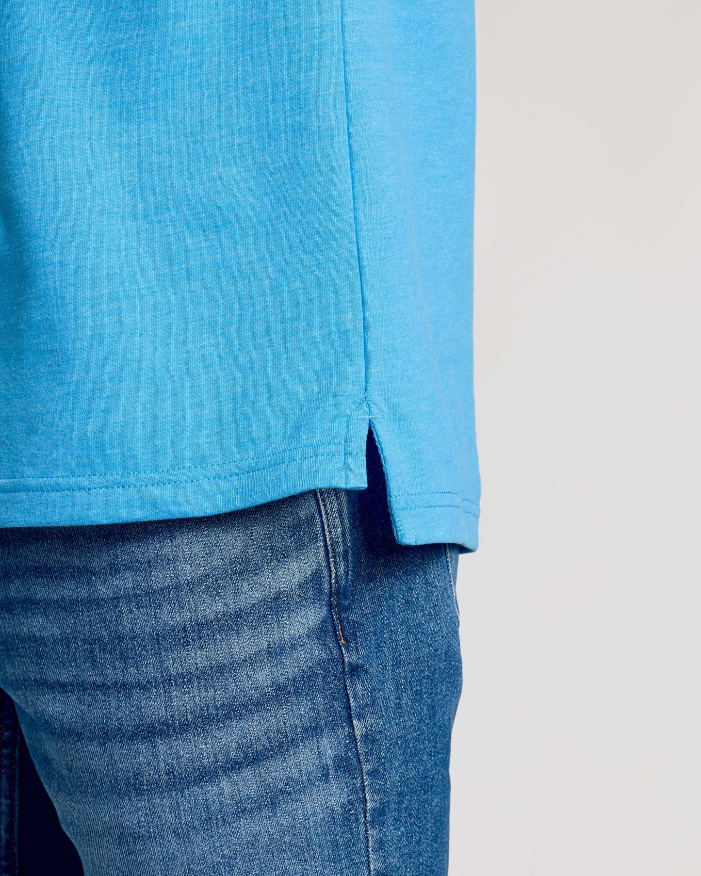 Dark Heather Bahama Blue Short Sleeve Polo-VibeCloset