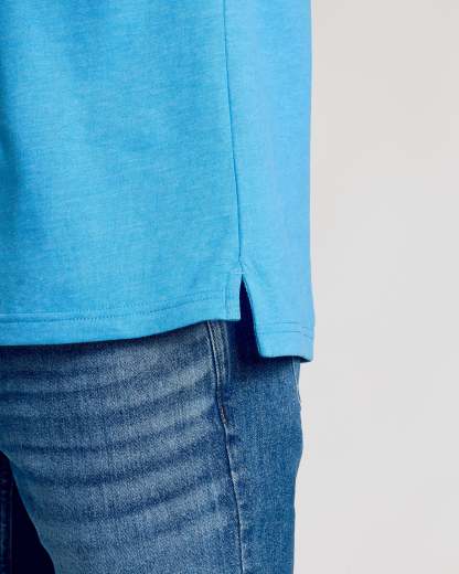 Dark Heather Bahama Blue Short Sleeve Polo-VibeCloset