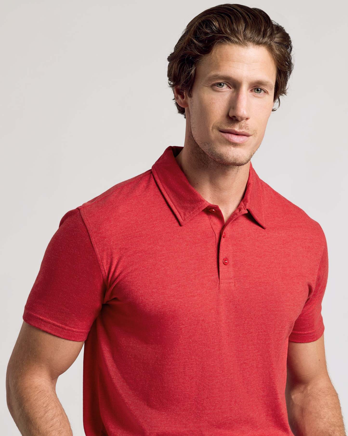 Dark Heather Lava Short Sleeve Polo-VibeCloset