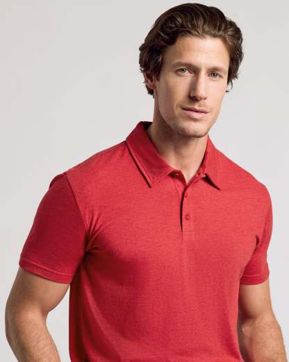 Dark Heather Lava Short Sleeve Polo-VibeCloset