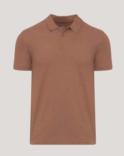 Dark Heather Sepia Short Sleeve Polo-VibeCloset