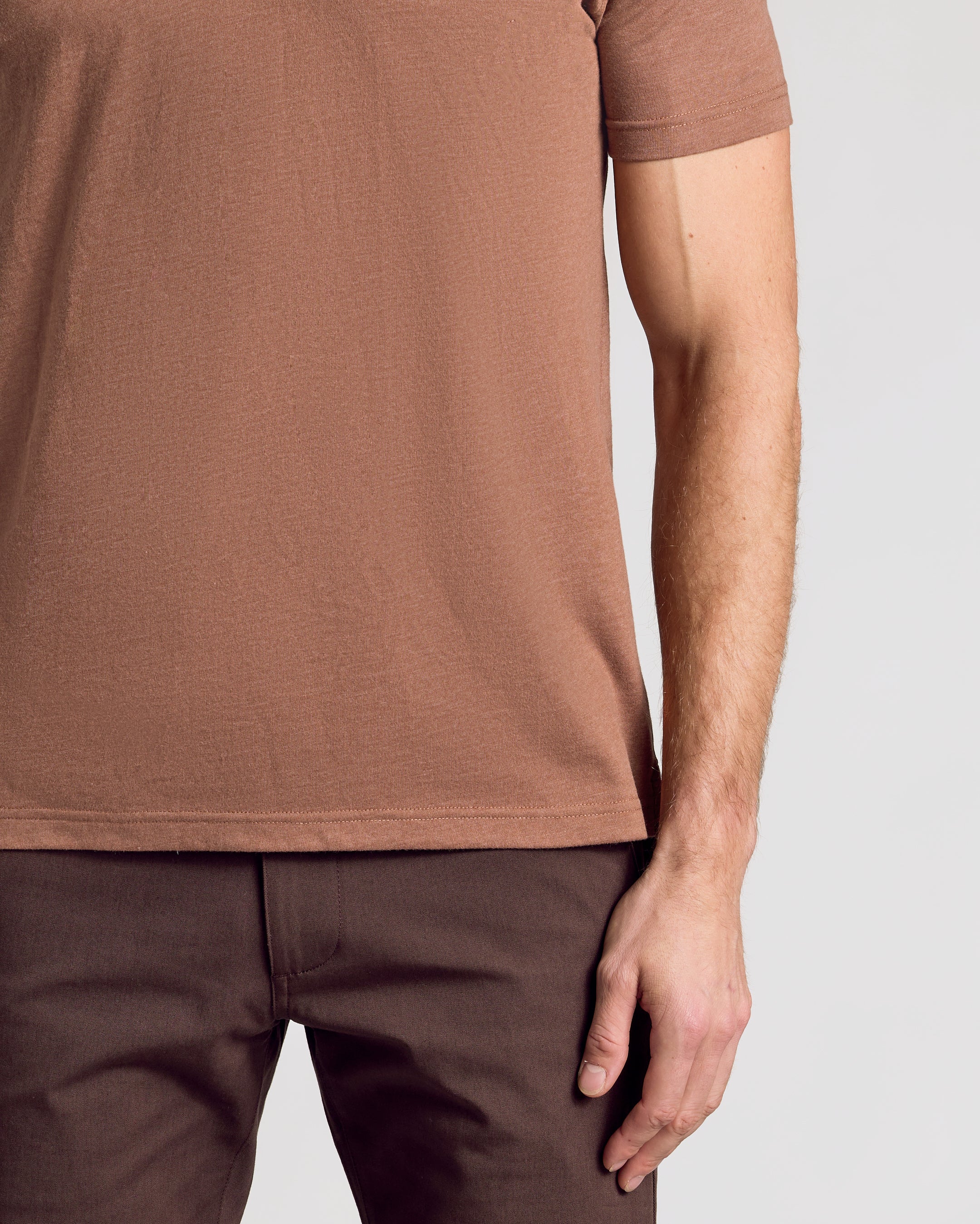 Dark Heather Sepia Short Sleeve Polo-VibeCloset