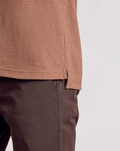 Dark Heather Sepia Short Sleeve Polo-VibeCloset