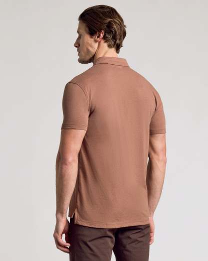 Dark Heather Sepia Short Sleeve Polo-VibeCloset