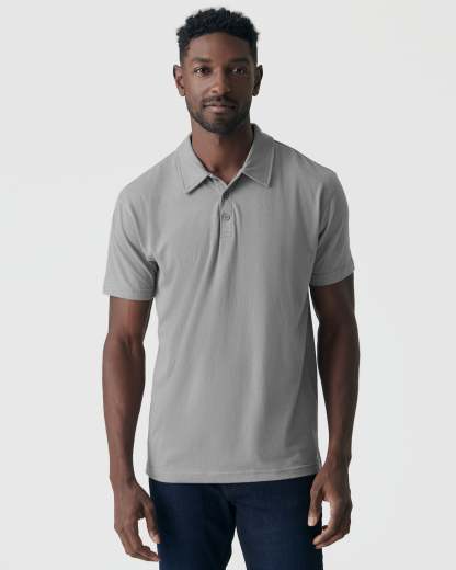 Glacier Gray Short Sleeve Polo-VibeCloset