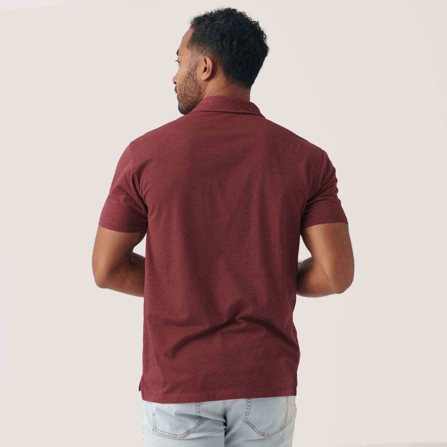 Heather Burgundy Short Sleeve Polo-VibeCloset
