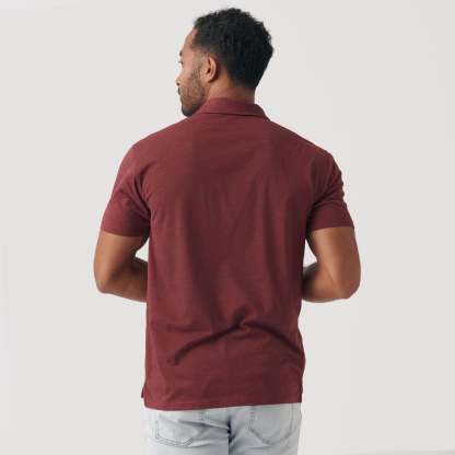 Heather Burgundy Short Sleeve Polo-VibeCloset