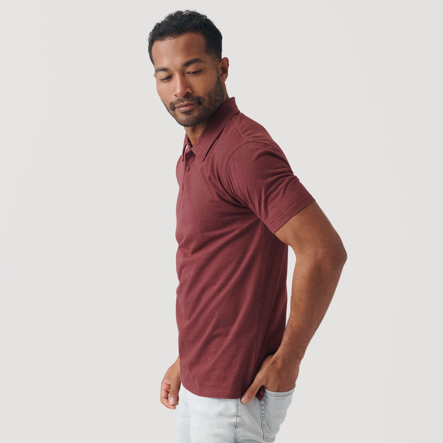Heather Burgundy Short Sleeve Polo-VibeCloset