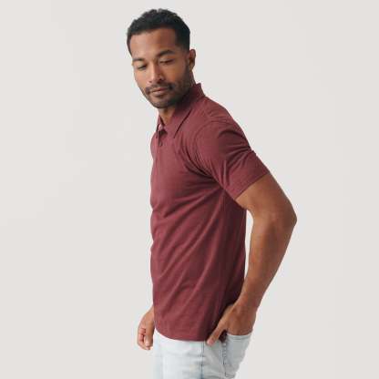 Heather Burgundy Short Sleeve Polo-VibeCloset