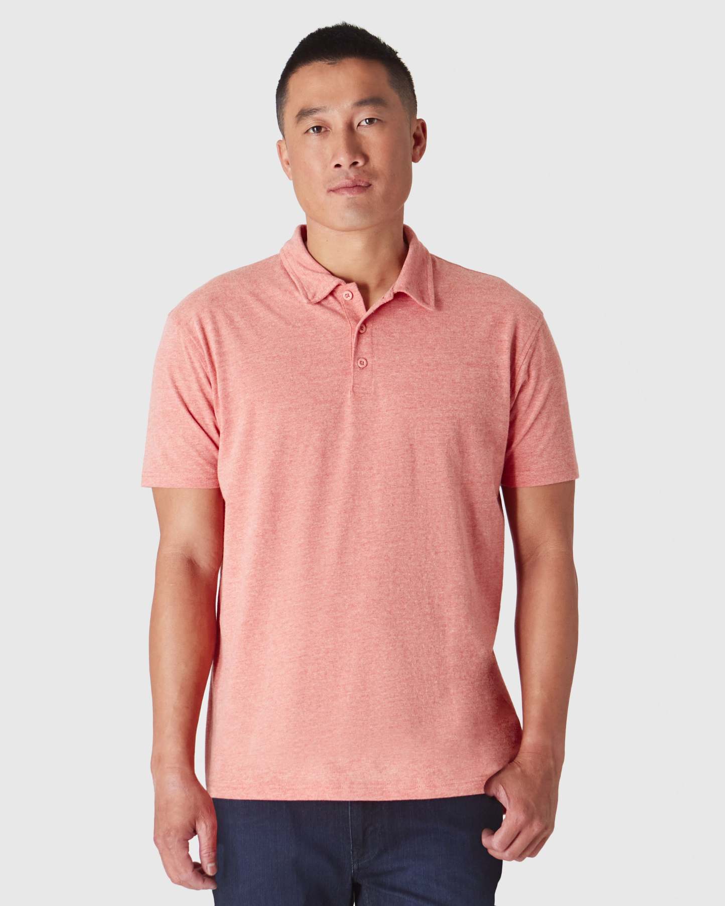 Heather Cayenne Short Sleeve Polo-VibeCloset