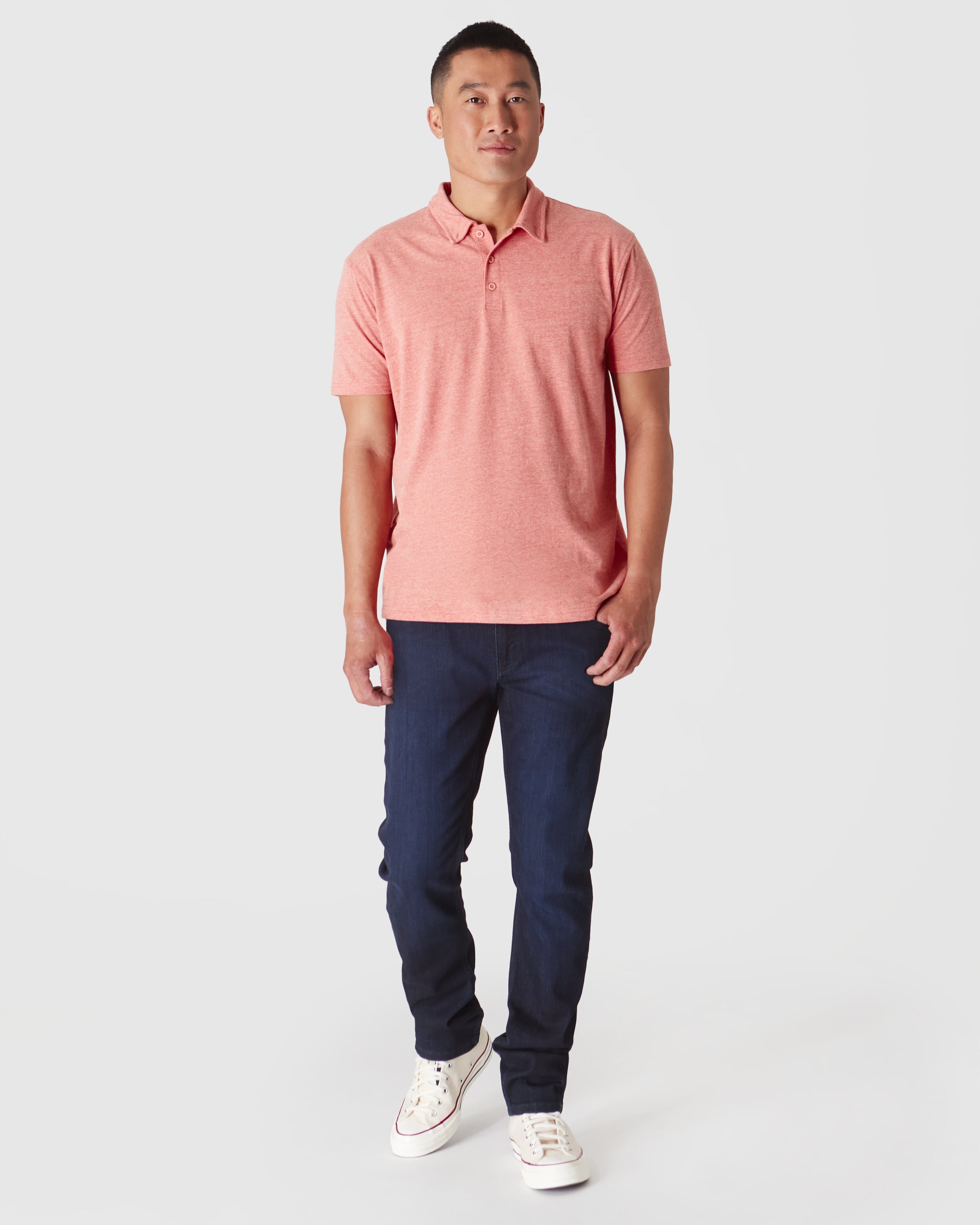 Heather Cayenne Short Sleeve Polo-VibeCloset
