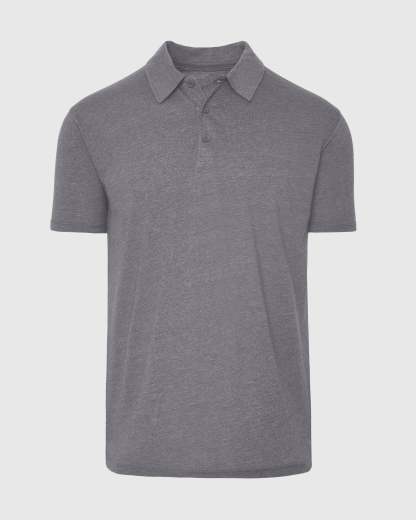 Heather Graphite Short Sleeve Polo-VibeCloset