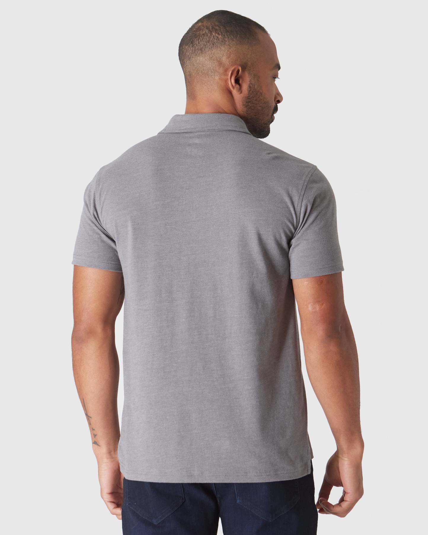 Heather Graphite Short Sleeve Polo-VibeCloset