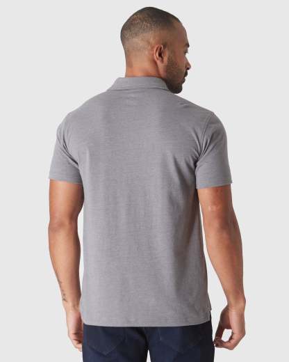 Heather Graphite Short Sleeve Polo-VibeCloset