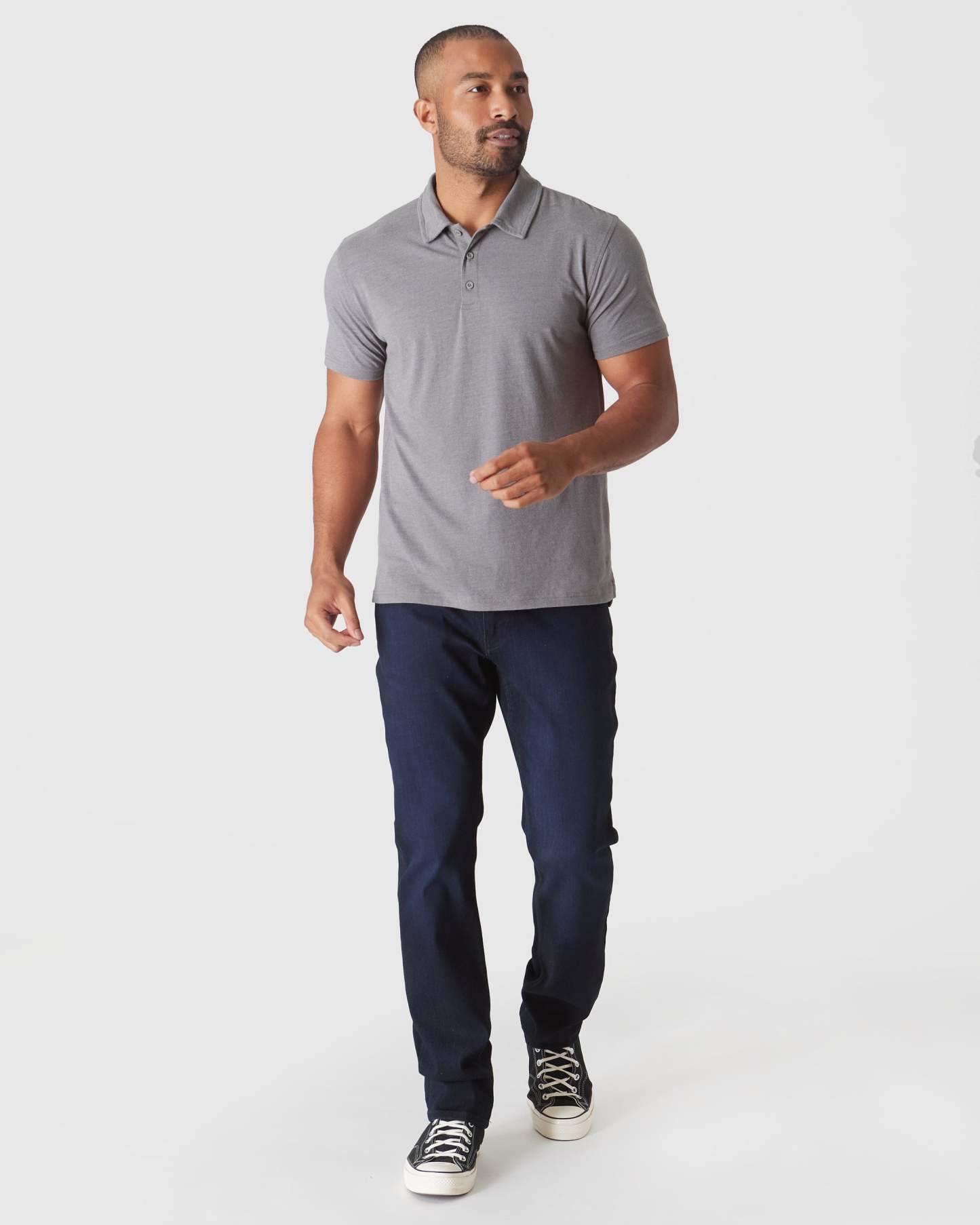 Heather Graphite Short Sleeve Polo-VibeCloset
