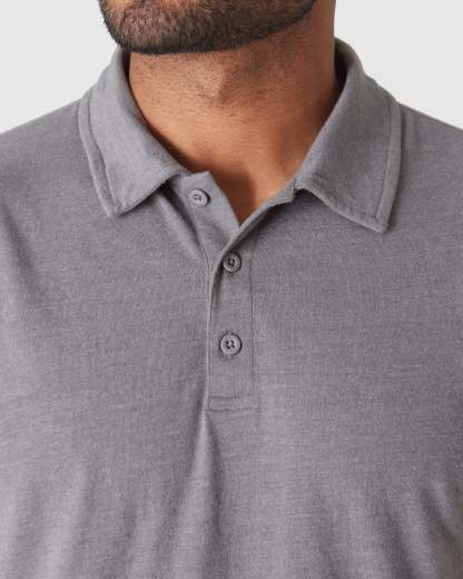 Heather Graphite Short Sleeve Polo-VibeCloset