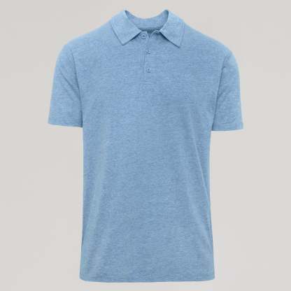 Heather Indigo Short Sleeve Polo-VibeCloset
