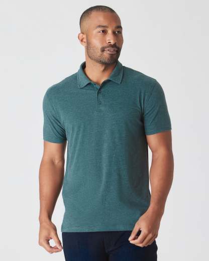 Heather Seafarer Short Sleeve Polo-VibeCloset