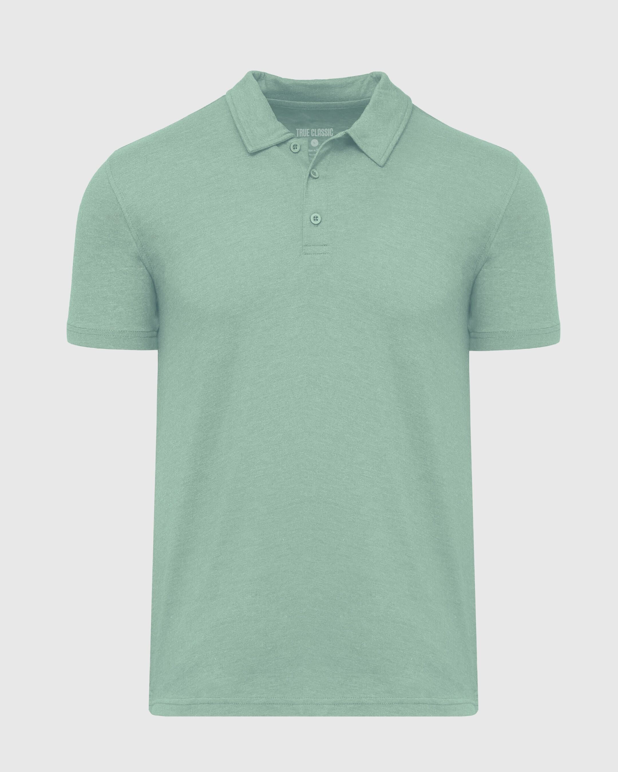 Heather Slate Green Short Sleeve Polo-VibeCloset