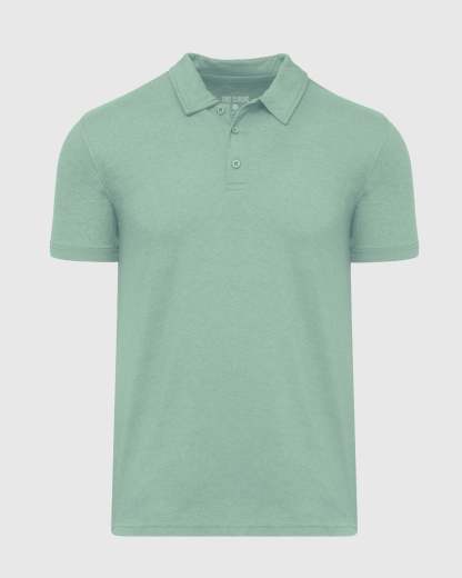 Heather Slate Green Short Sleeve Polo-VibeCloset