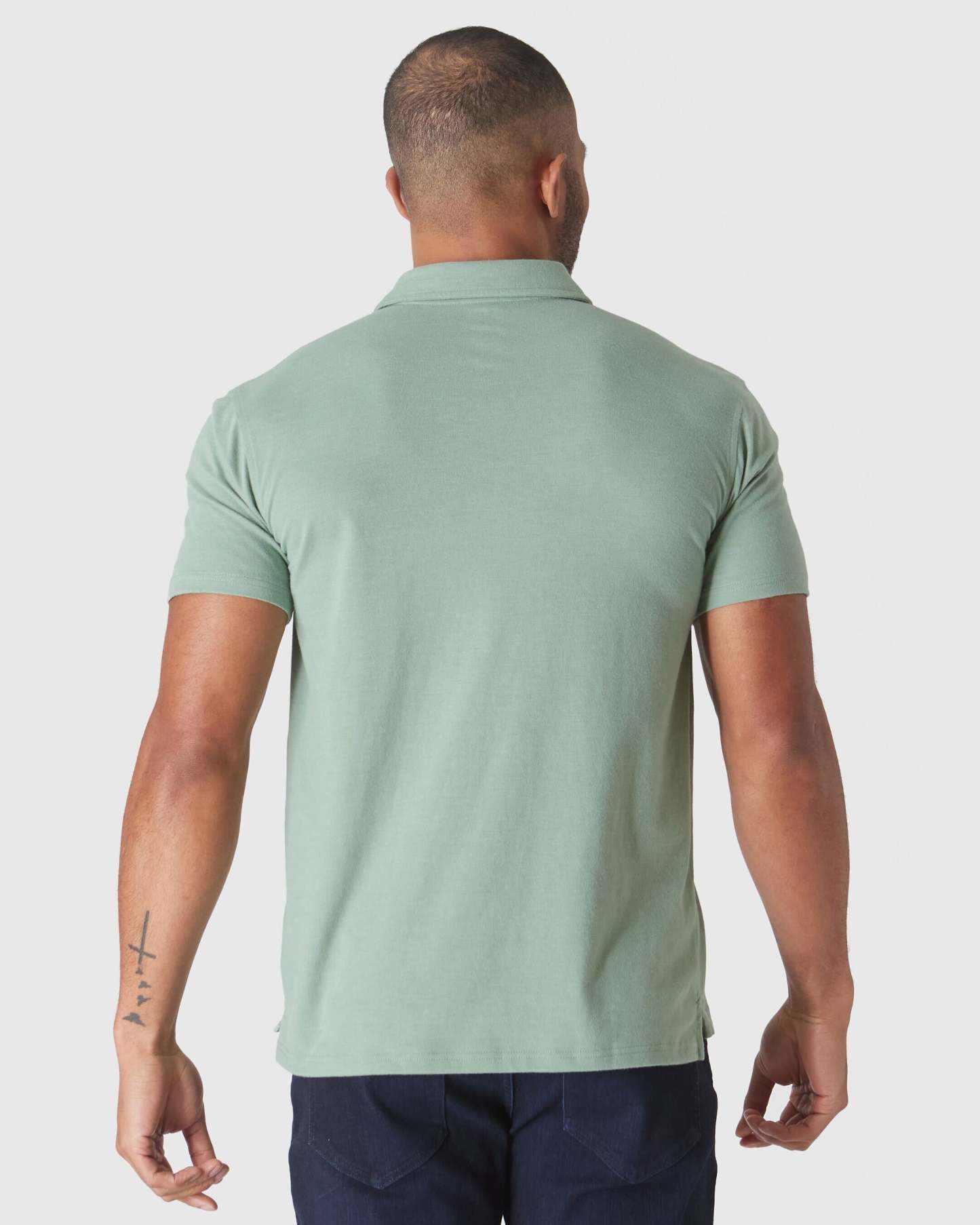 Heather Slate Green Short Sleeve Polo-VibeCloset