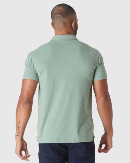 Heather Slate Green Short Sleeve Polo-VibeCloset