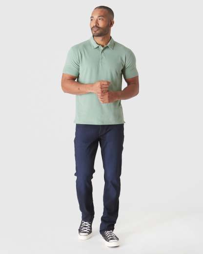Heather Slate Green Short Sleeve Polo-VibeCloset
