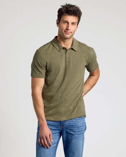 Heather Military Green Short Sleeve polo-VibeCloset