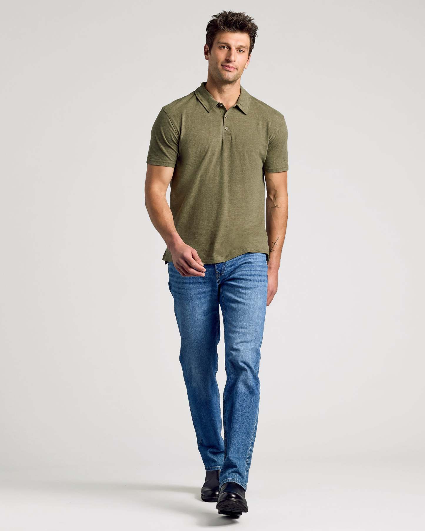 Heather Military Green Short Sleeve polo-VibeCloset