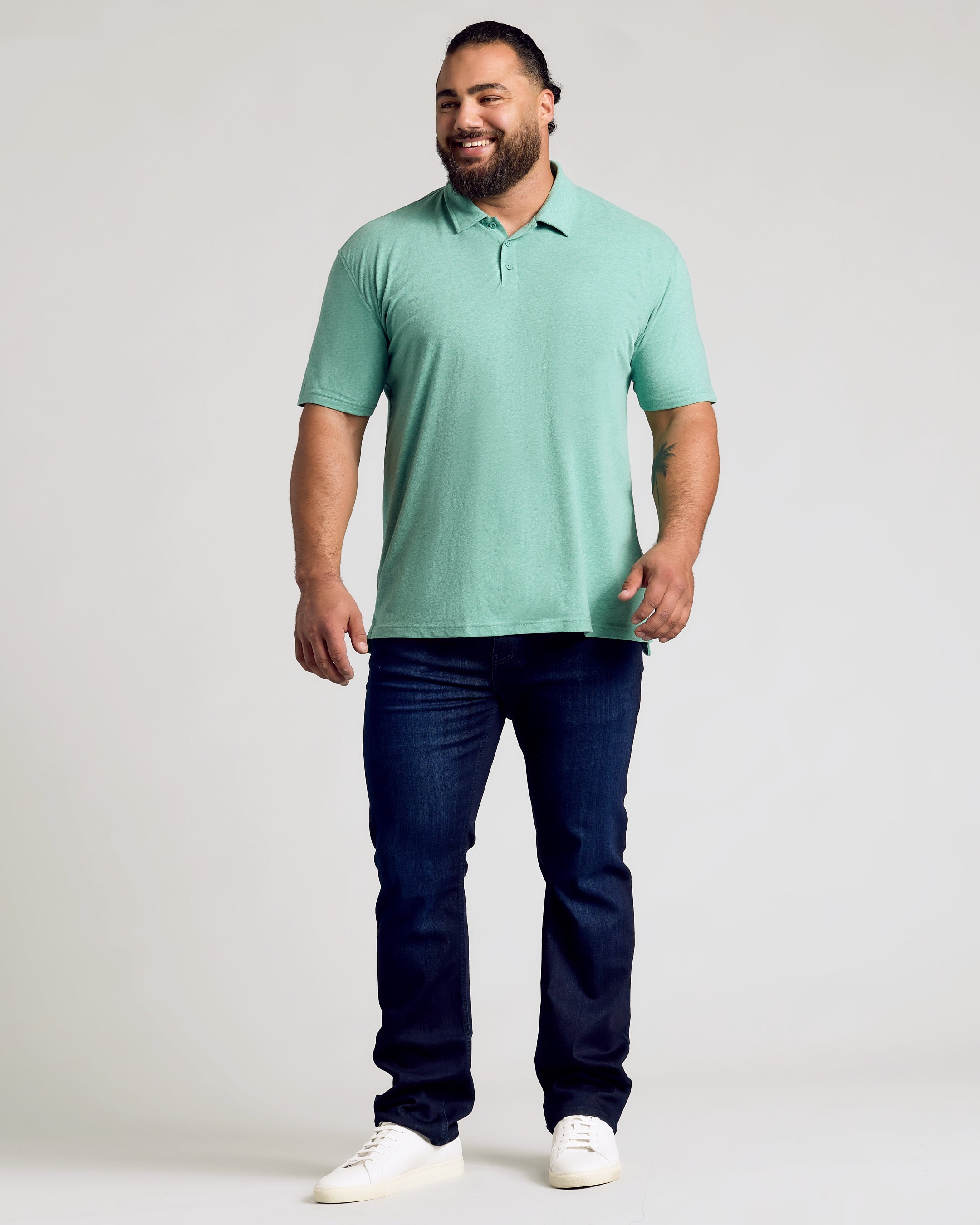 Light Heather Greenery Short Sleeve Polo-VibeCloset