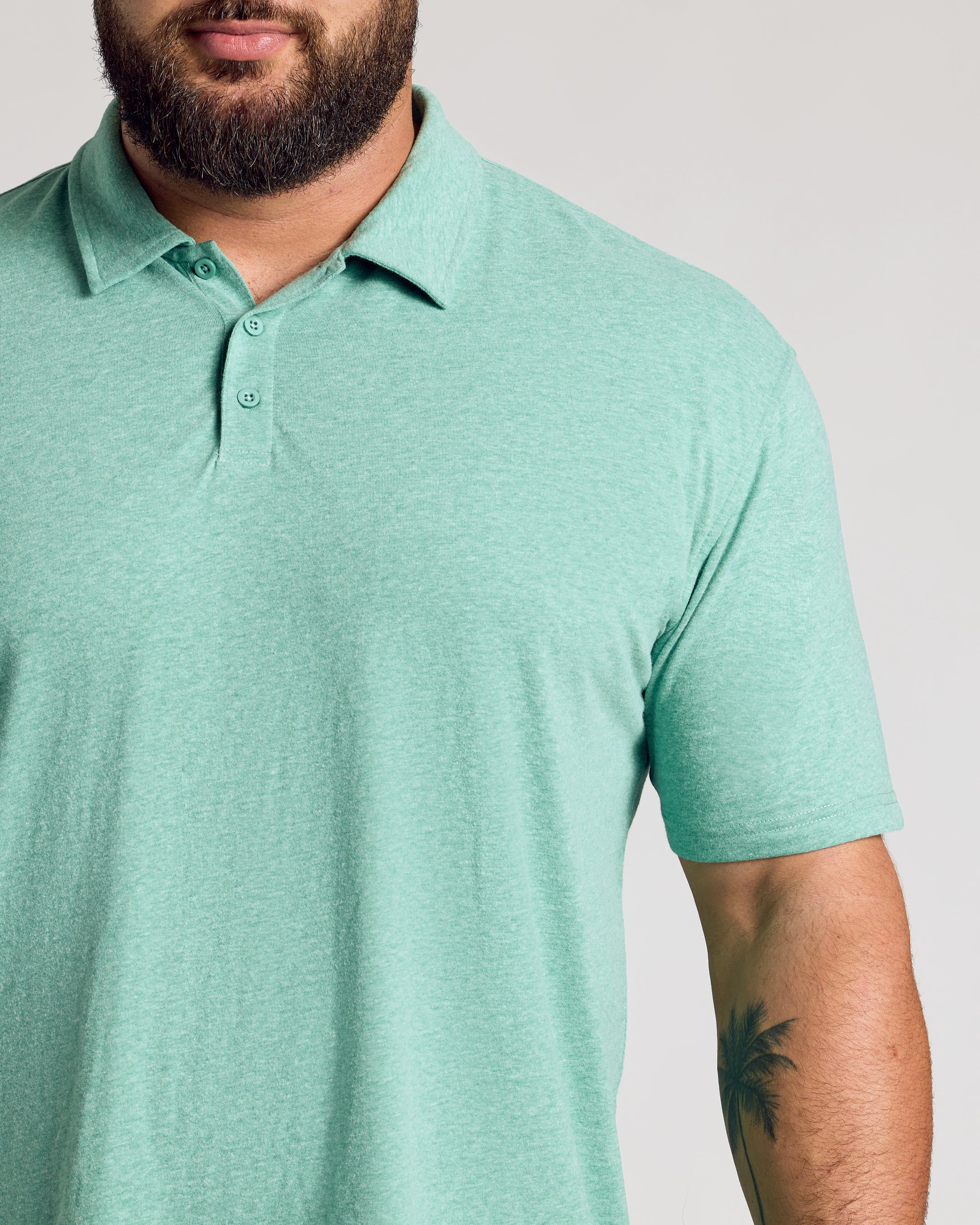 Light Heather Greenery Short Sleeve Polo-VibeCloset