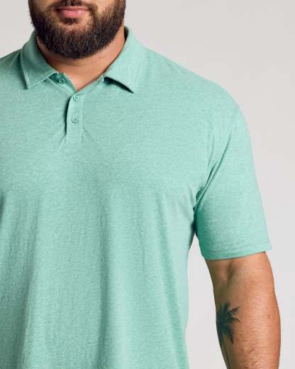 Light Heather Greenery Short Sleeve Polo-VibeCloset
