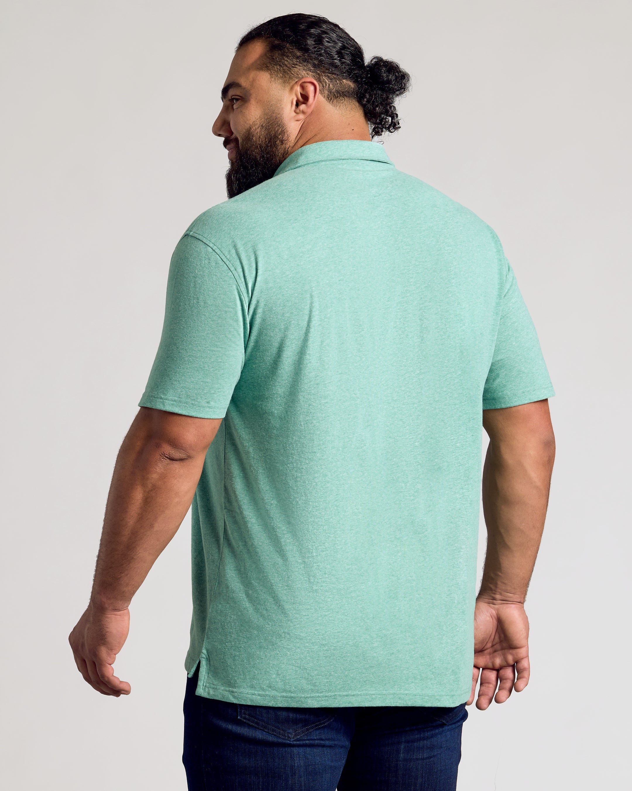 Light Heather Greenery Short Sleeve Polo-VibeCloset