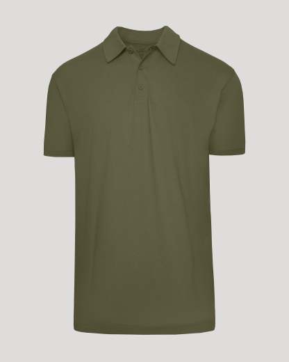 Military Green Short Sleeve Polo-VibeCloset