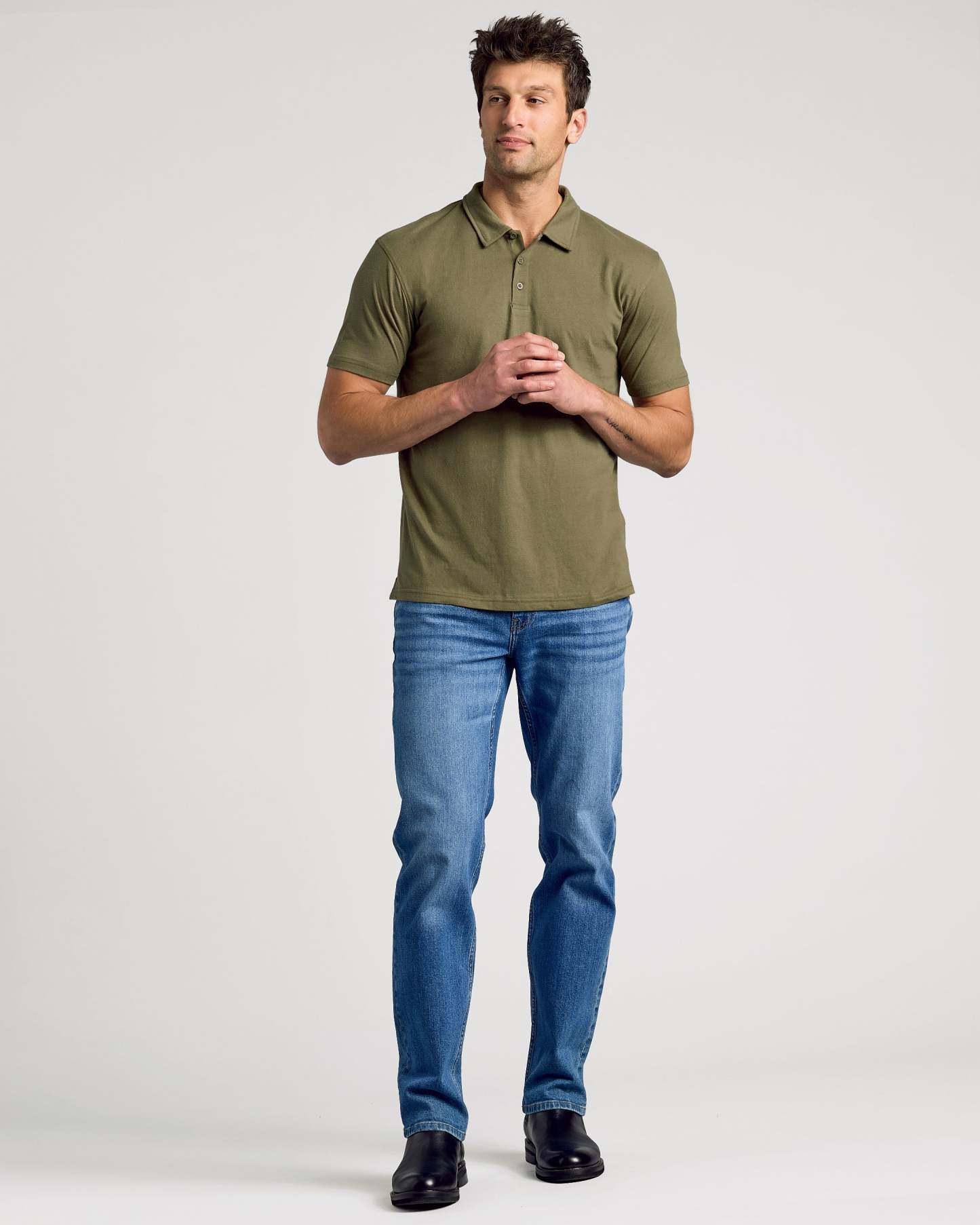 Military Green Short Sleeve Polo-VibeCloset