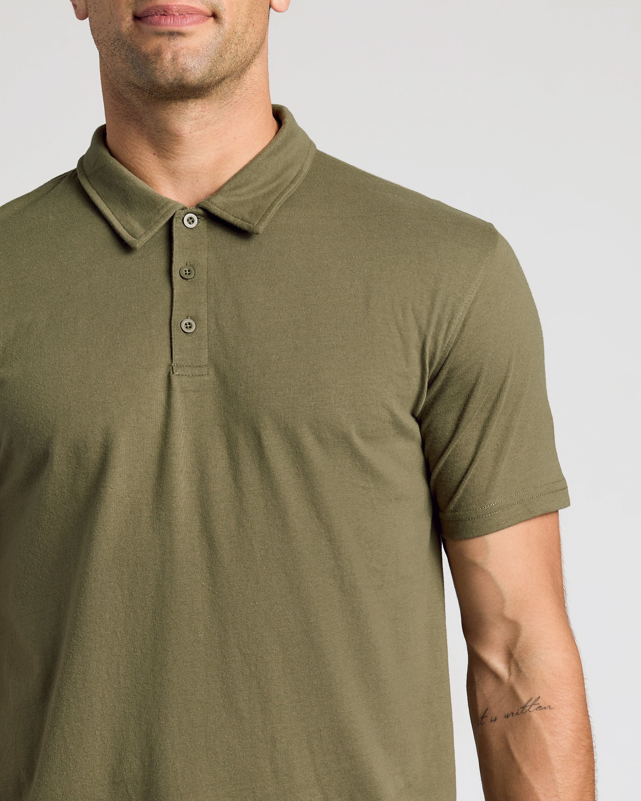 Military Green Short Sleeve Polo-VibeCloset