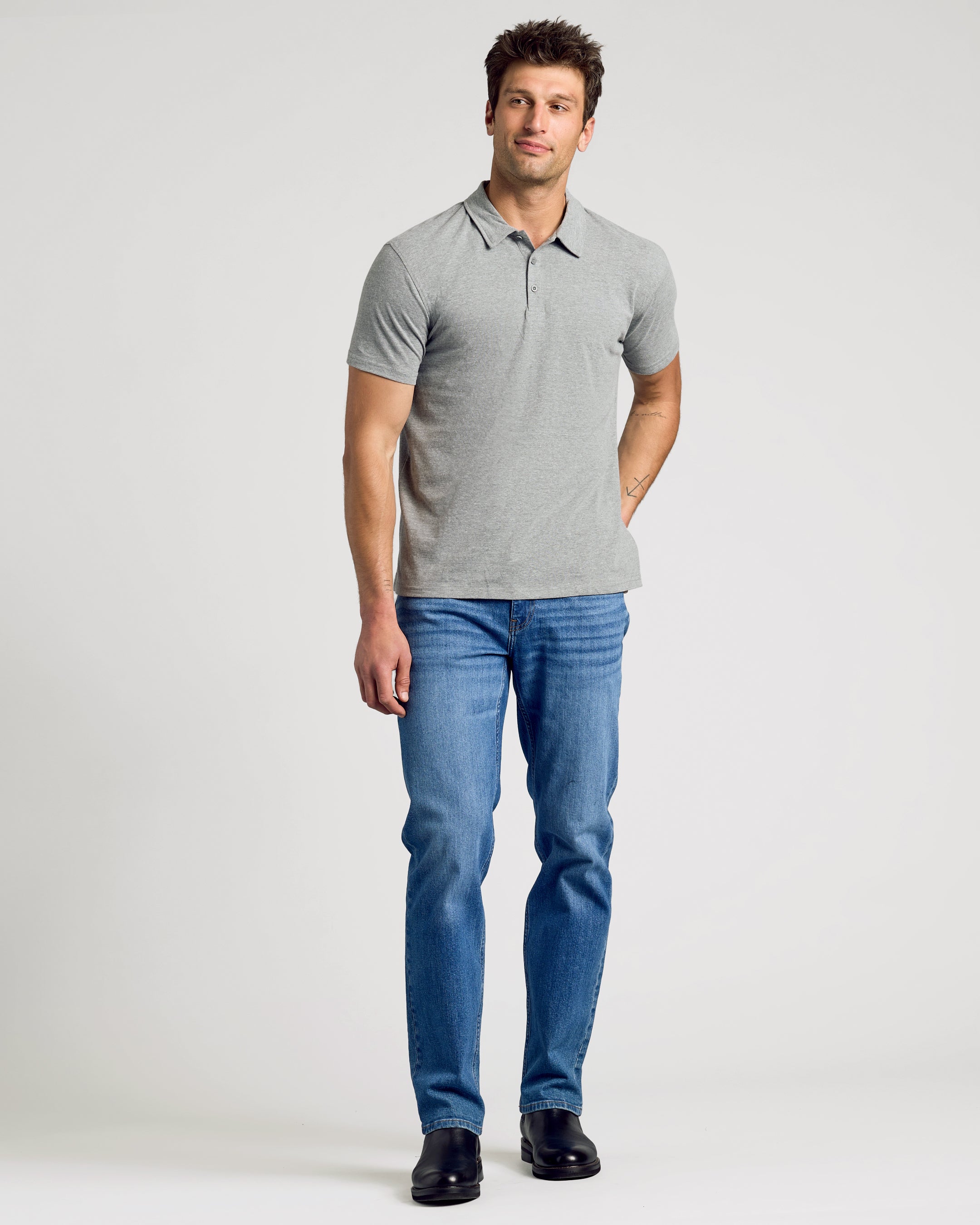 Heather Gray Short Sleeve Polo-VibeCloset