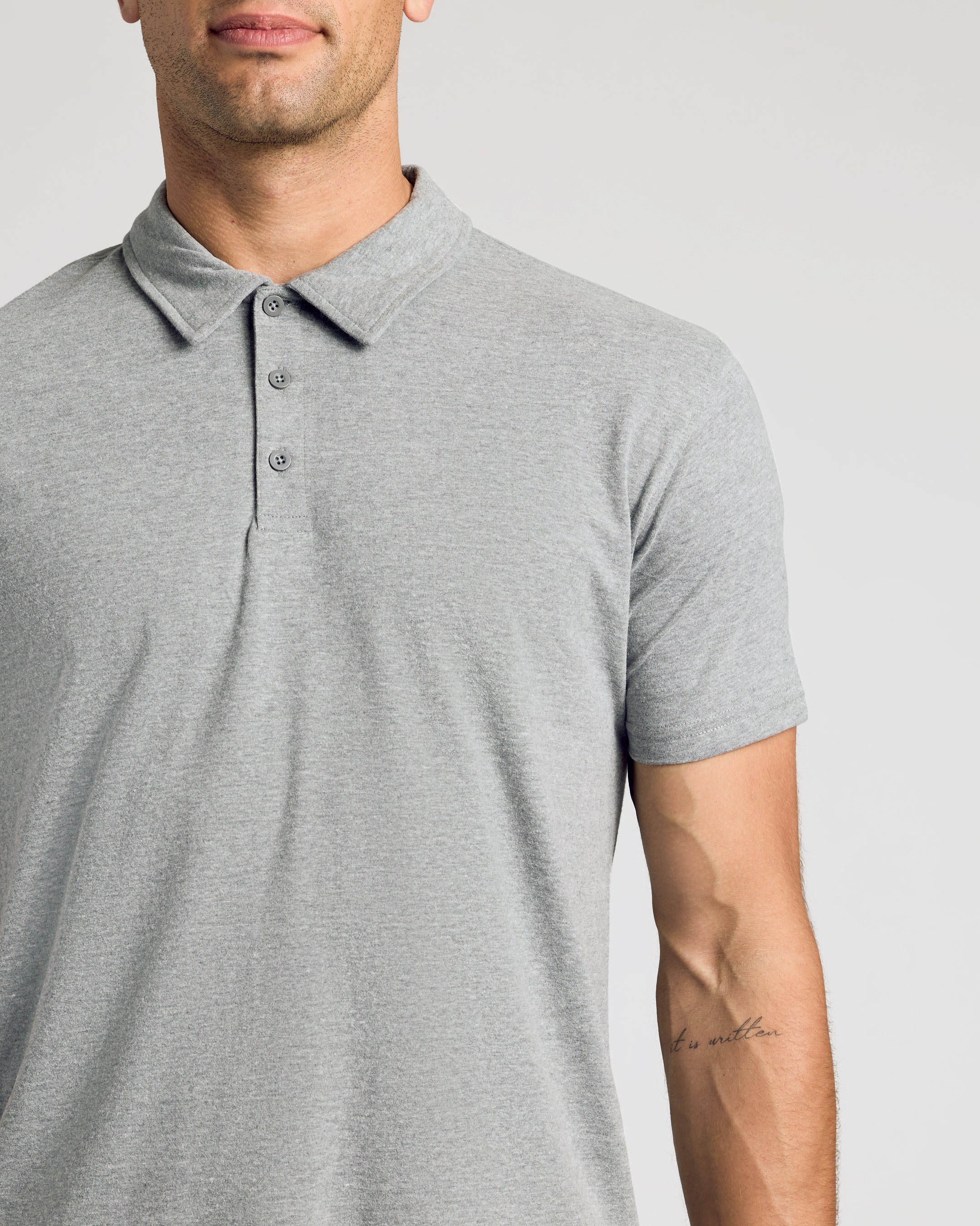 Heather Gray Short Sleeve Polo-VibeCloset