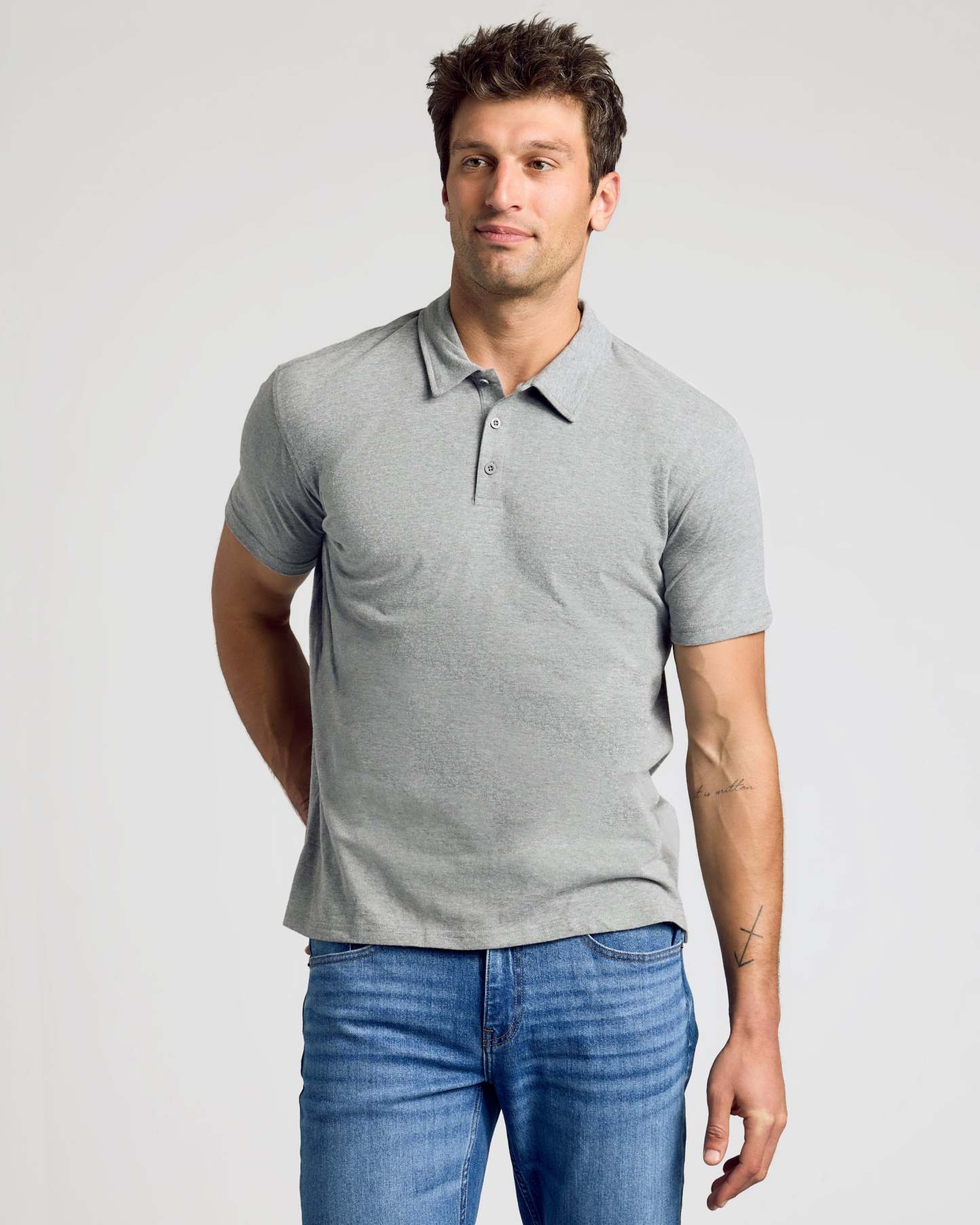Heather Gray Short Sleeve Polo-VibeCloset