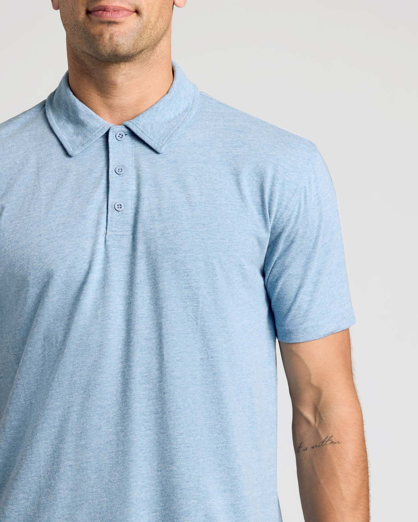 Heather Indigo Short Sleeve Polo-VibeCloset